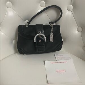 Coach SoHo Black Shoulder Bag with Silver Accents